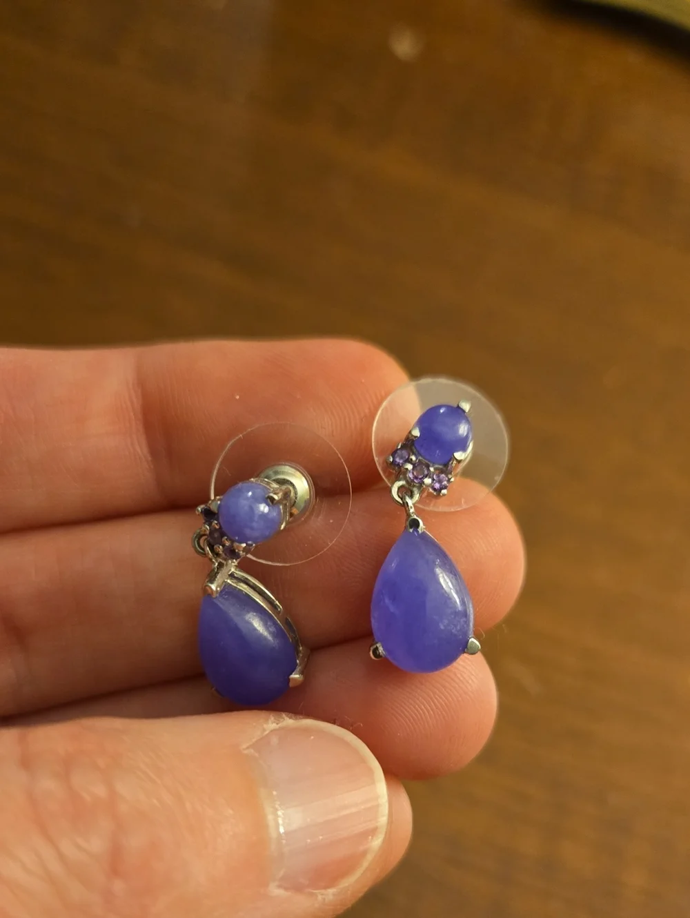 Sterling Silver Purple Teardrop Dangle Earrings